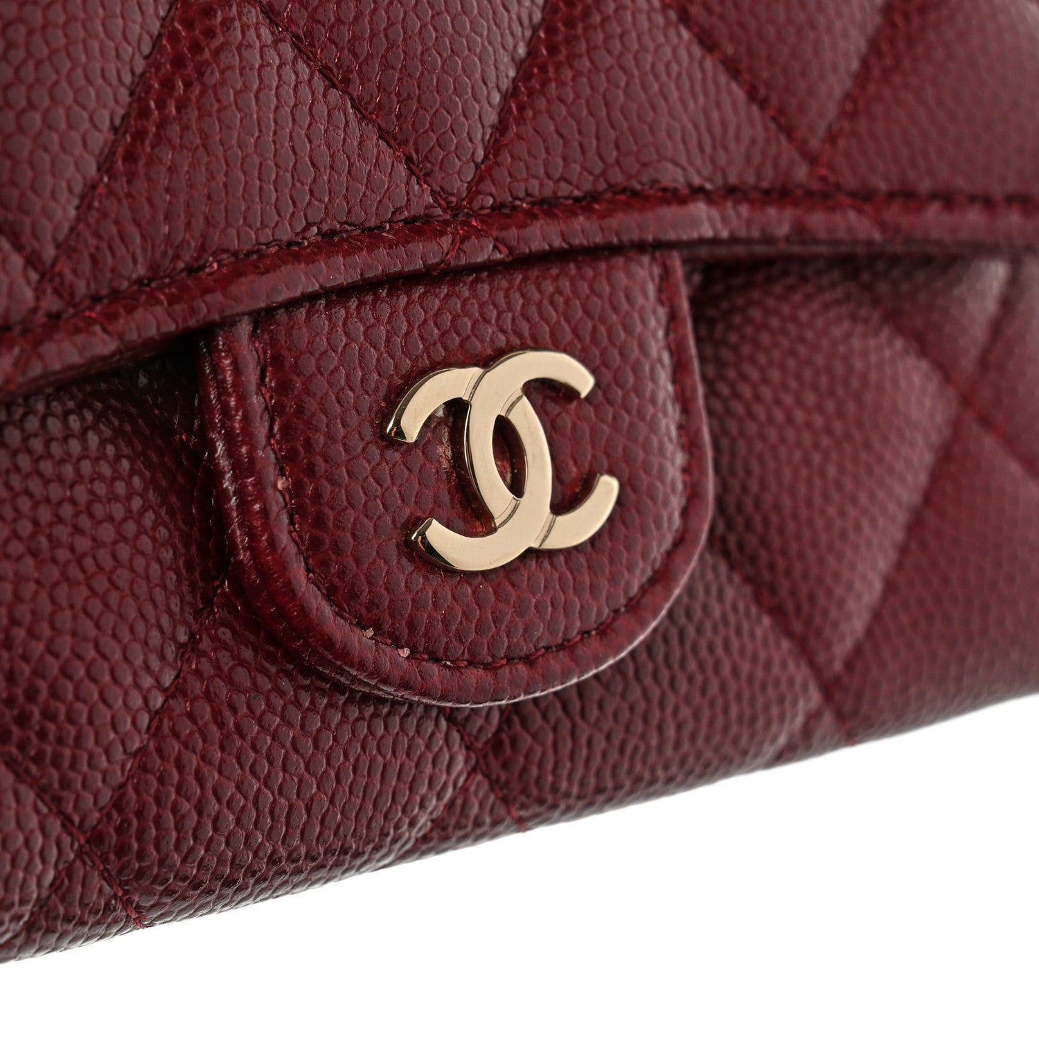 Chanel Caviar Quilted Flap Card Holder Wallet Burgundy 9 of 10