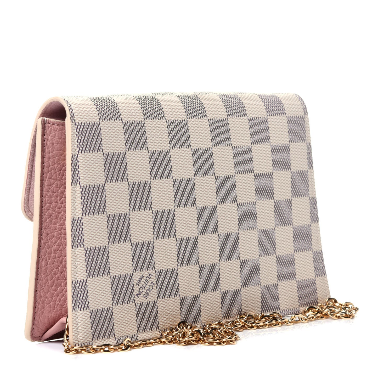 Damier Azur Croisette Chain Wallet Rose Ballerine