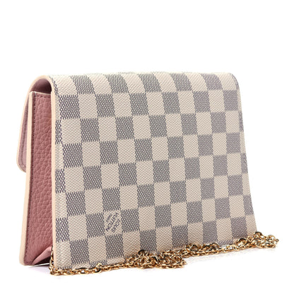 Louis Vuitton Damier Azur Croisette Chain Wallet Rose Ballerine 3 of 11