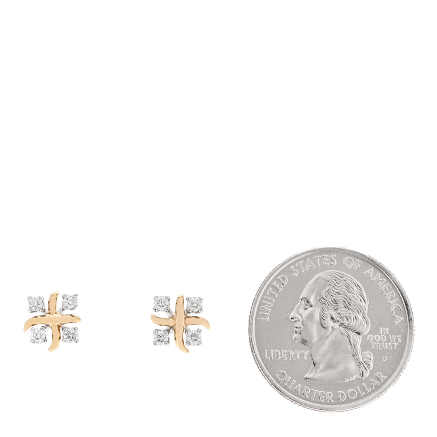 Platinum 18K Yellow Gold Diamond Schlumberger Lynn Earrings