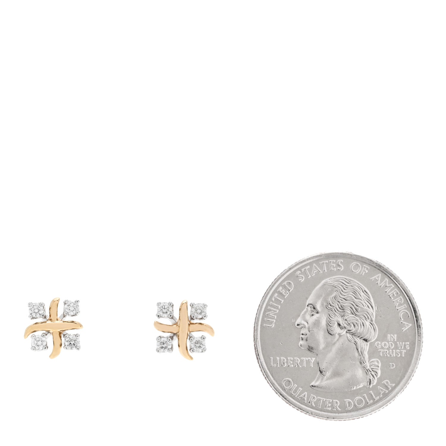 Tiffany Platinum 18K Yellow Gold Diamond Schlumberger Lynn Earrings 2 of 5