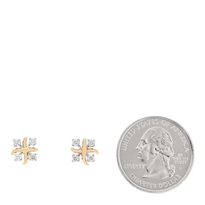 Tiffany Platinum 18K Yellow Gold Diamond Schlumberger Lynn Earrings 2 of 5