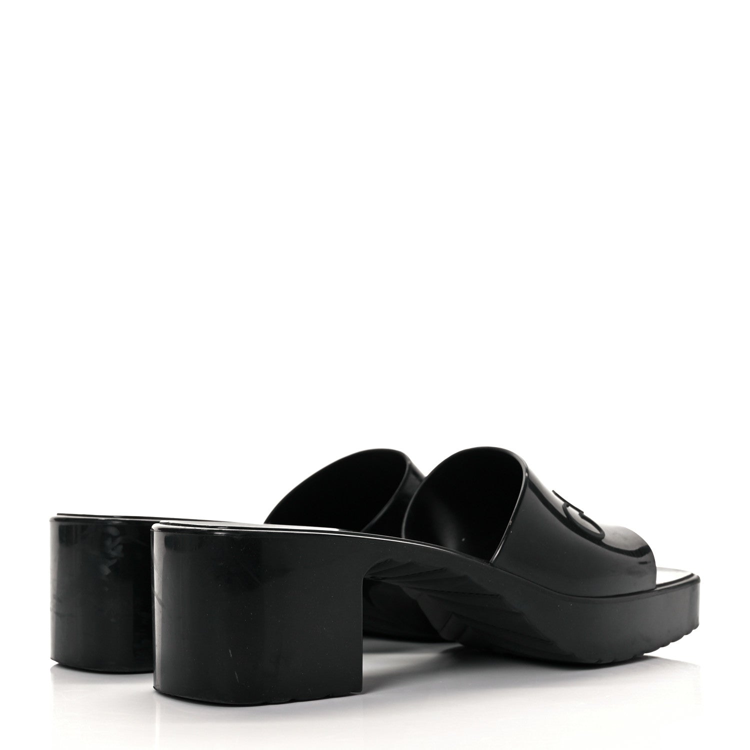 Gucci Rubber Gucci Logo Womens Platform 20/60mm Slide Sandals 36 Black 12 of 24