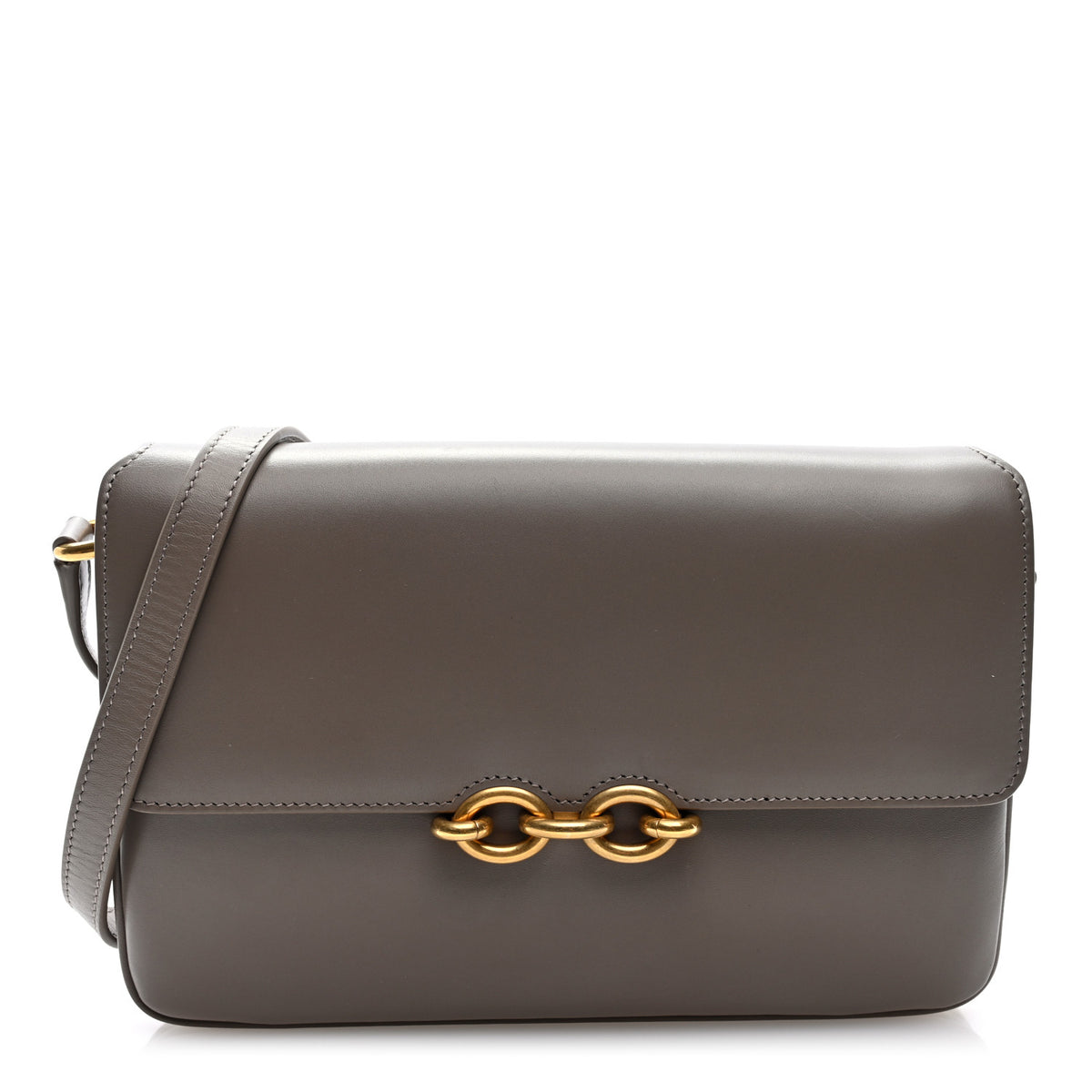 Smooth Calfskin Le Maillon Satchel Greyish Brown