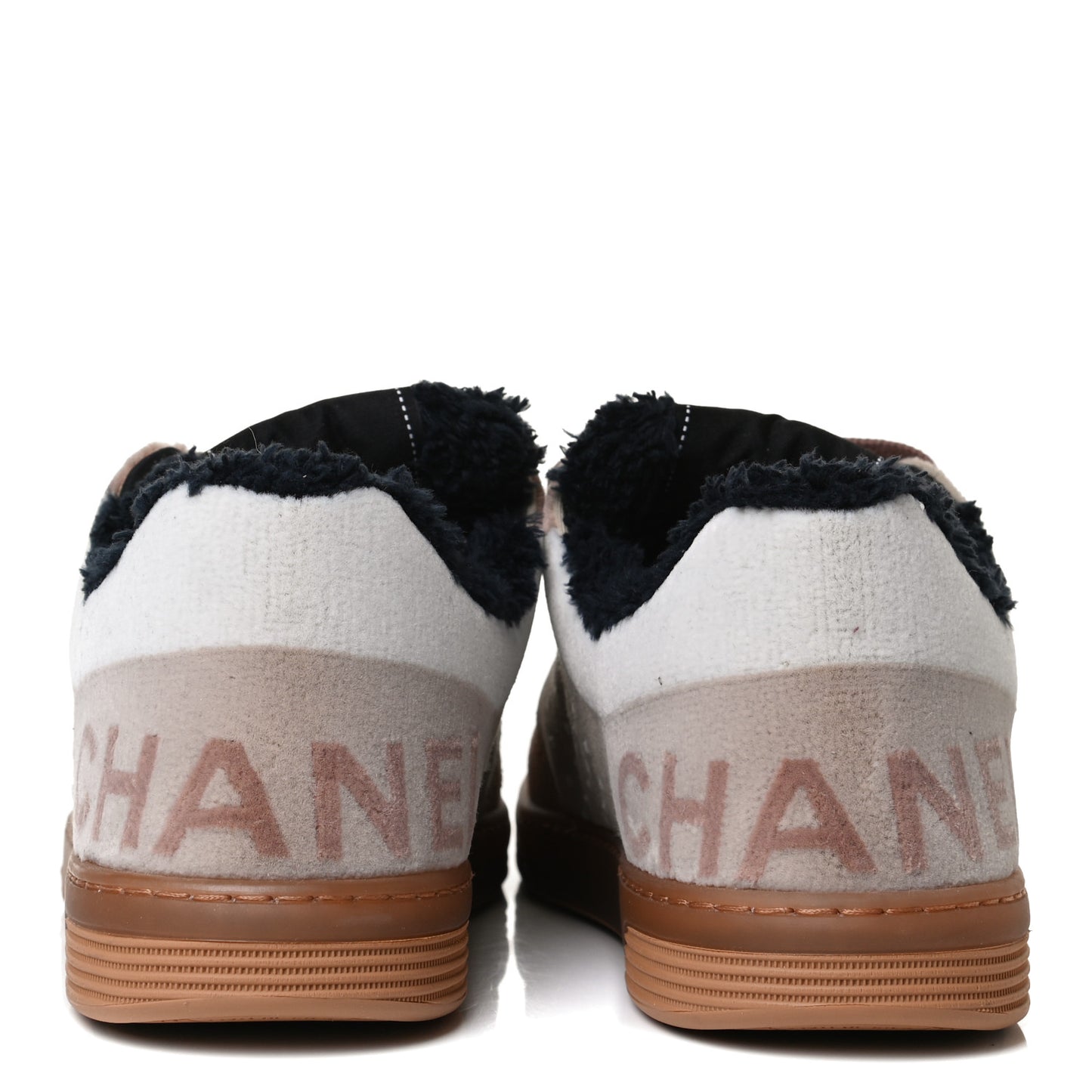 Fabric Suede Calfskin Logo Sneakers 36 Light Beige