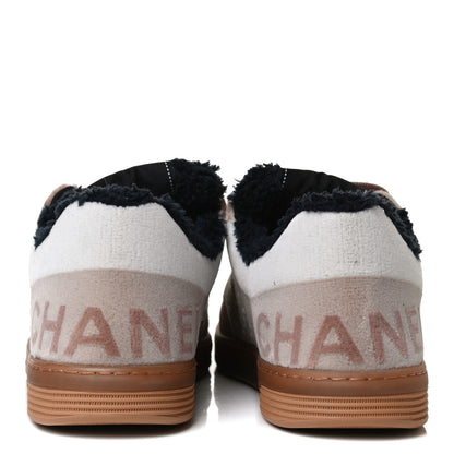 Chanel Fabric Suede Calfskin Logo Sneakers 36 Light Beige 6 of 13