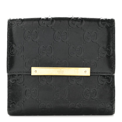 Gucci Guccissima Metal Bar French Flap Wallet Black 1 of 18