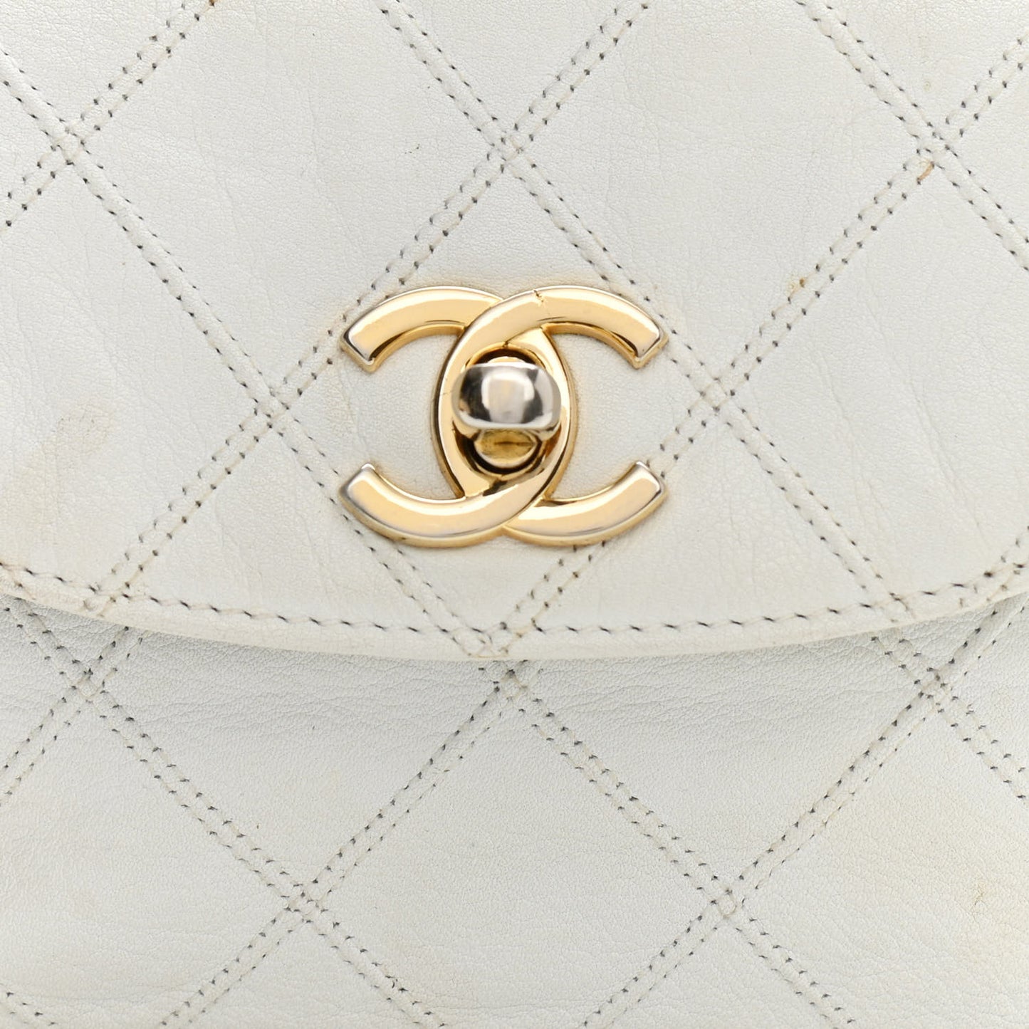 Lambskin Quilted Flap Waist Belt Bag 70 28 White
