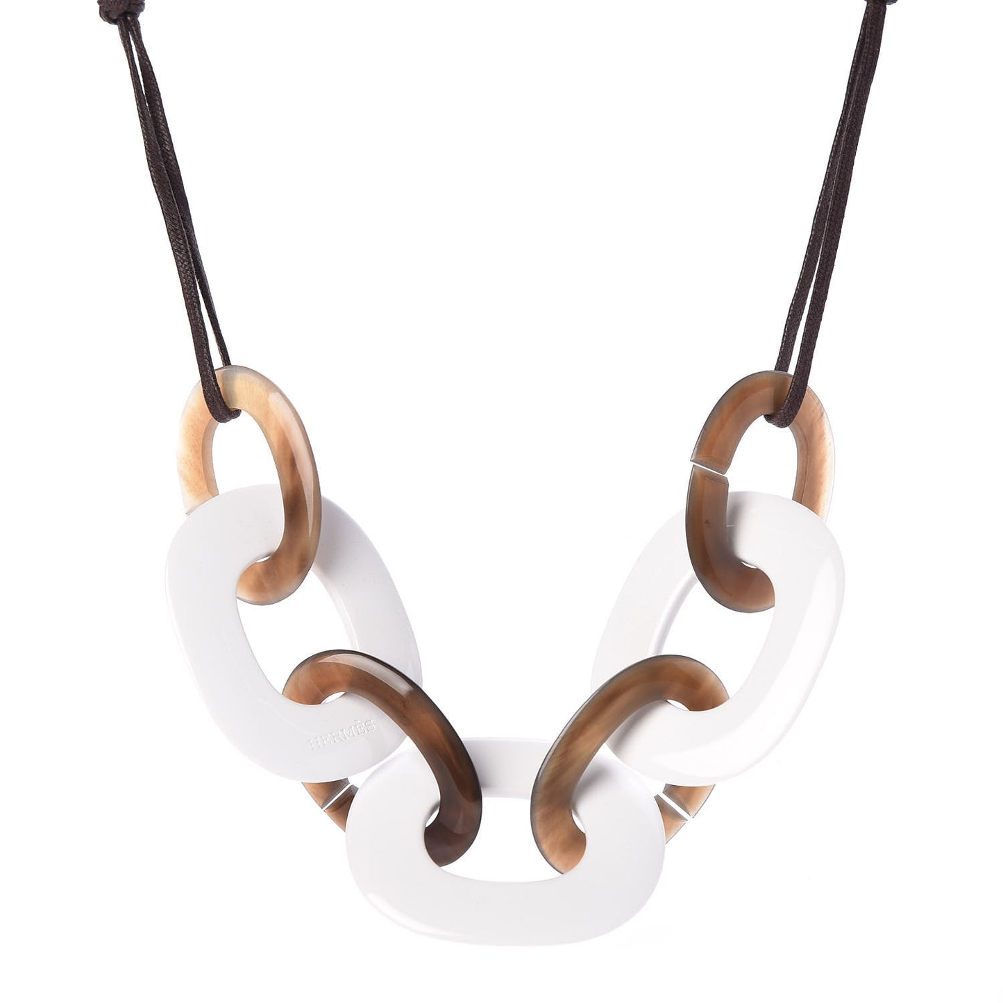 Lacquered Wood Buffalo Horn Karamba Necklace White
