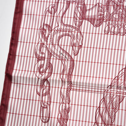 Hermes Silk Della Cavalleria Finesse Scarf 90 Bordeaux Blanc 5 of 6