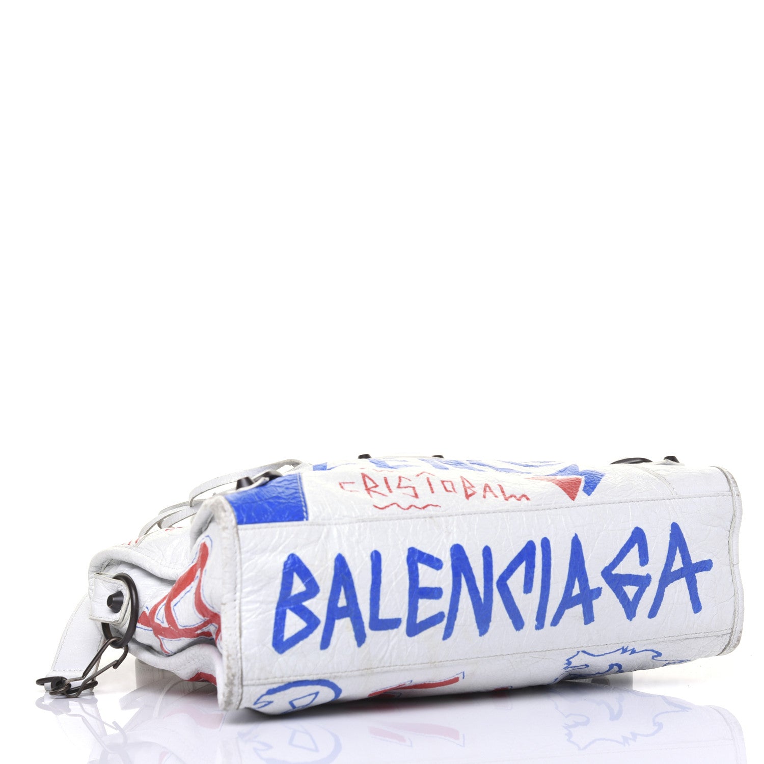 Balenciaga Agneau Graffiti All Over Classic Hardware S City White Bleu Rouge 7 of 21