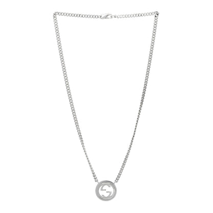 Gucci Sterling Silver Interlocking G Textured Pendant Necklace 2 of 4