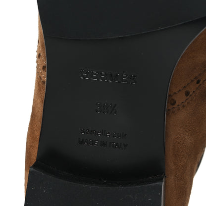 Hermes Suede Goatskin Chelsea Ankle Boots 38.5 Brown 6 of 9