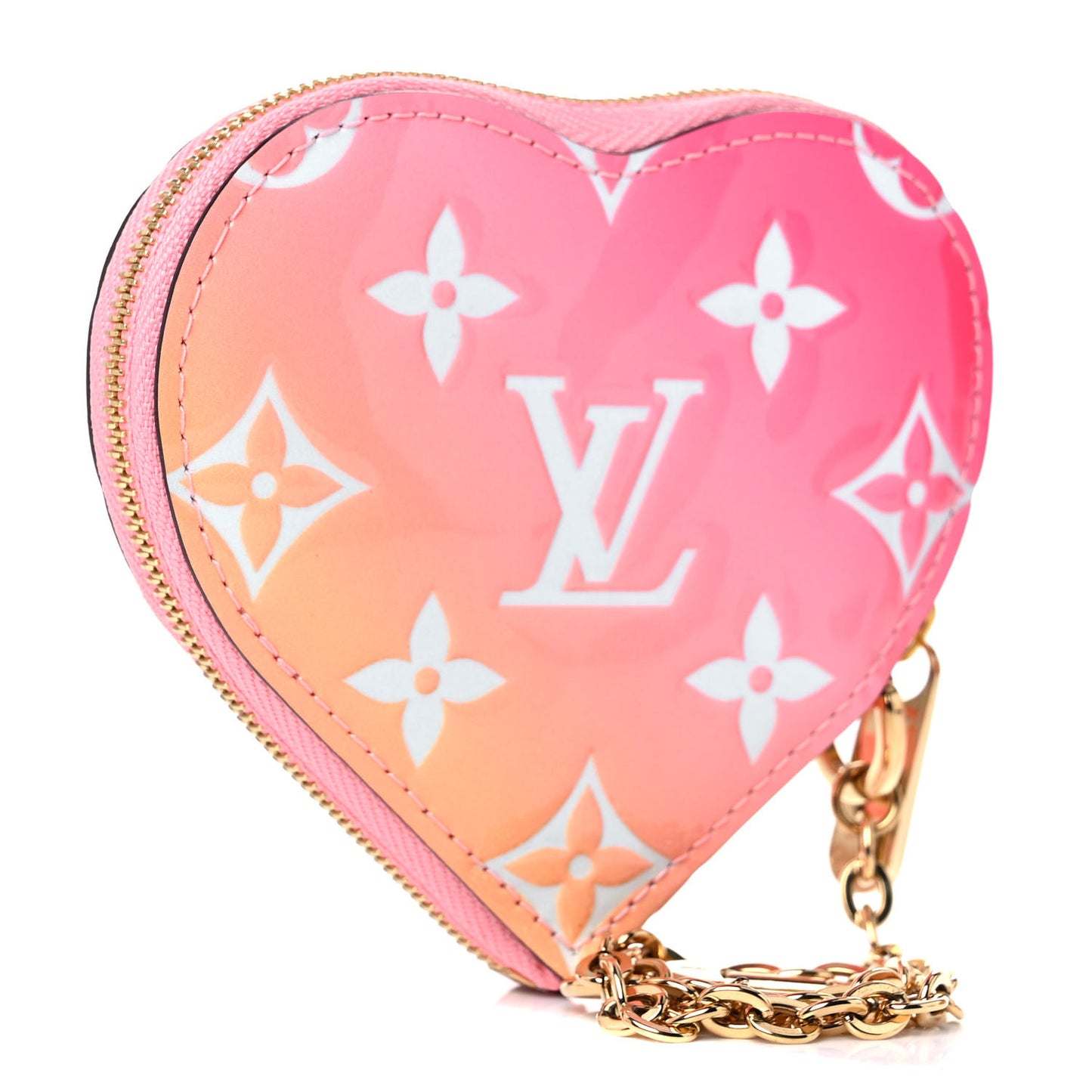Vernis Gradient Love Lock Heart Coin Purse Pink White