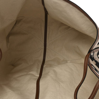 Burberry E Canvas Calfskin Monogram TB XL Beach Tote Dark Beige 5 of 11