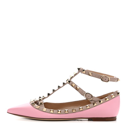 Valentino Garavani Calfskin Nappa Rockstud Cage Ballerina Flats 37 Absolute Poudre 1 of 8