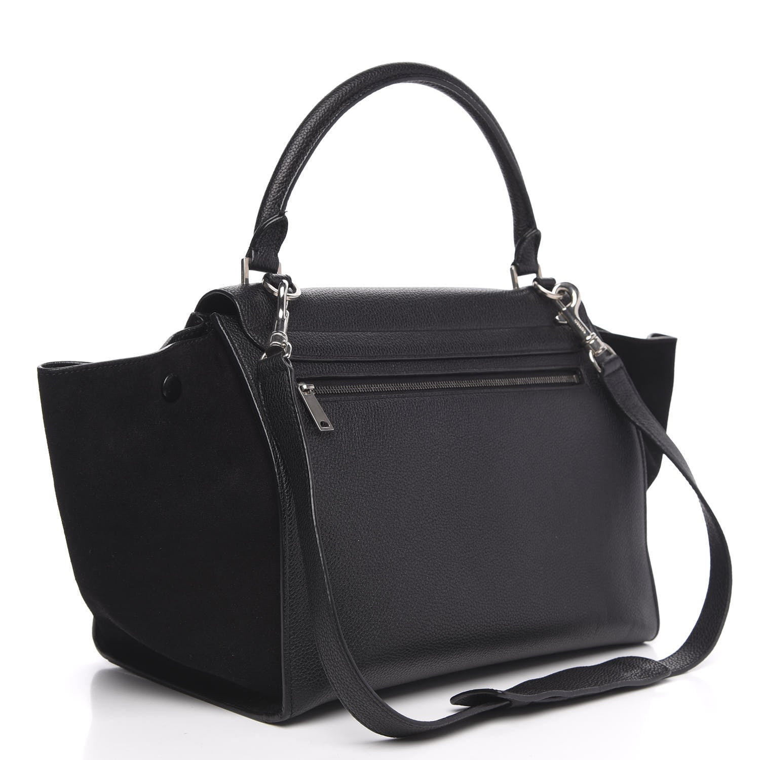 Celine Drummed Calfskin Suede Medium Trapeze Black 3 of 10