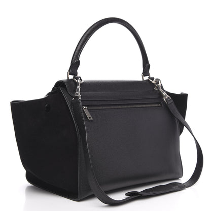 Celine Drummed Calfskin Suede Medium Trapeze Black 3 of 10