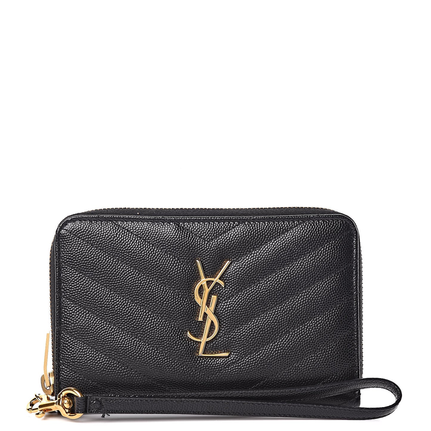 Grain De Poudre Matelasse Chevron Monogram Phone Wallet Black