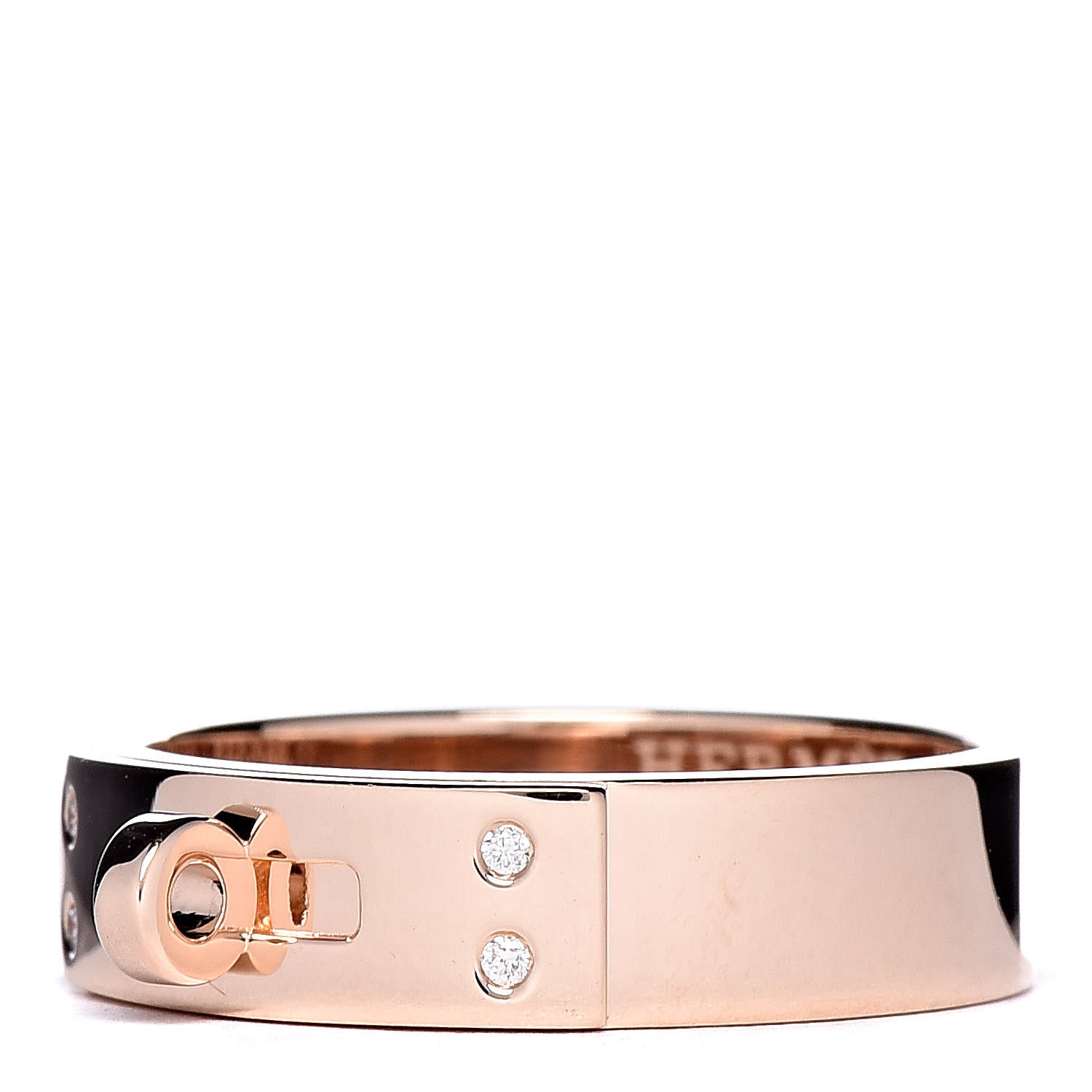 Hermes 18K Rose Gold Diamond PM Kelly Ring 53 6.25 3 of 5