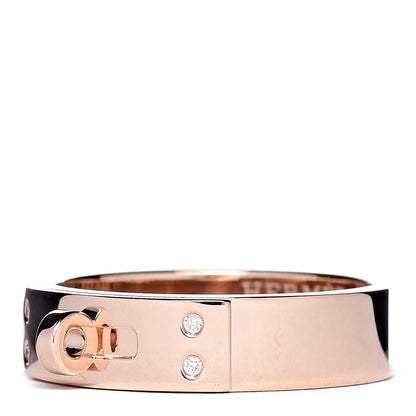 Hermes 18K Rose Gold Diamond PM Kelly Ring 53 6.25 3 of 5