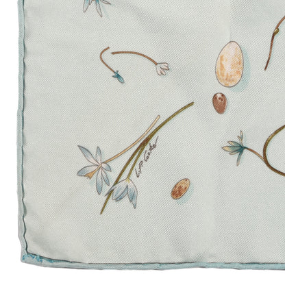 Hermes Silk Fleurs et Plumes Pocket Square Scarf 4 of 5
