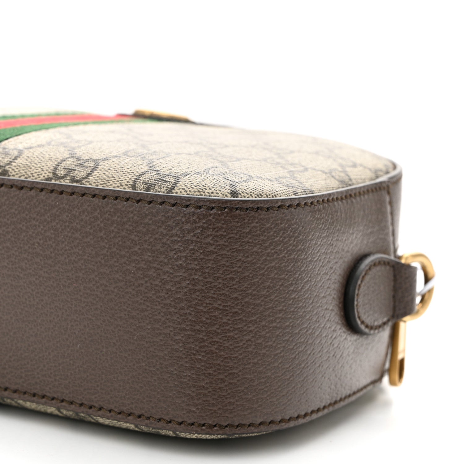 Gucci GG Supreme Monogram Textured Dollar Calfskin Web Ophidia Wristlet Shoulder Bag Beige Ebony New Acero 10 of 10