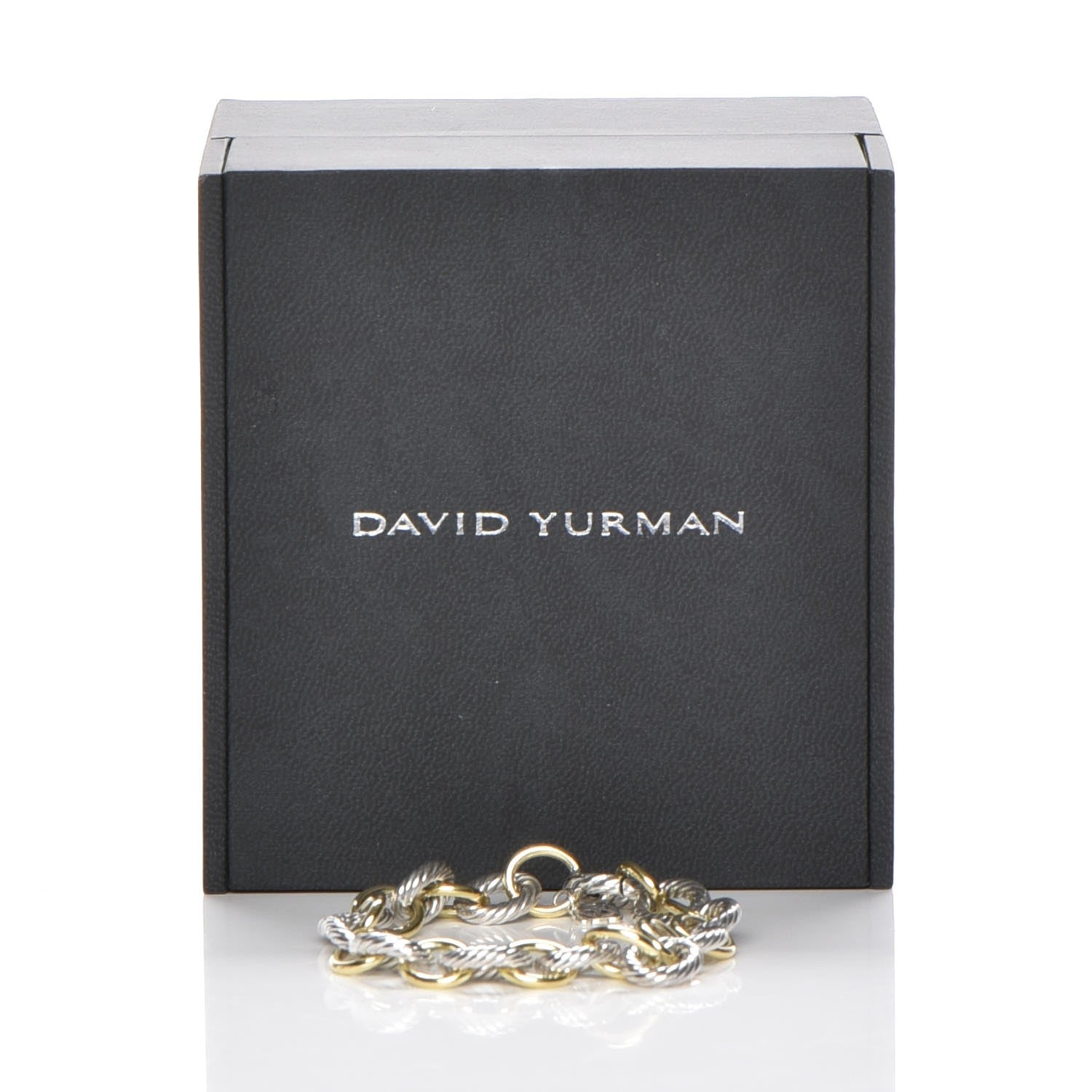 David Yurman Sterling Silver 18K Yellow Gold 10mm Medium Oval Link Bracelet 6 of 6