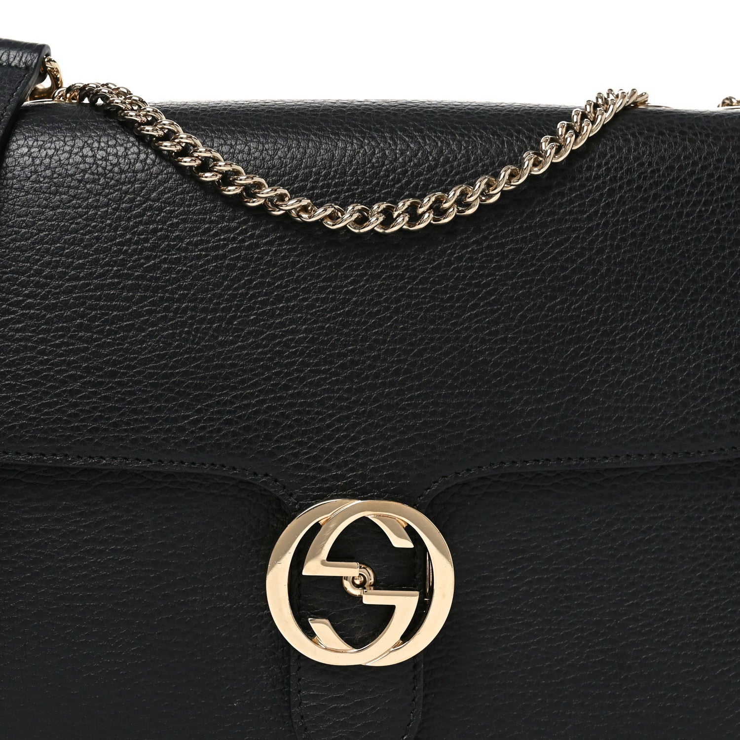 Gucci Dollar Calfskin Interlocking G Shoulder Bag Black 8 of 11