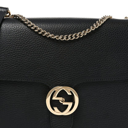 Gucci Dollar Calfskin Interlocking G Shoulder Bag Black 8 of 11