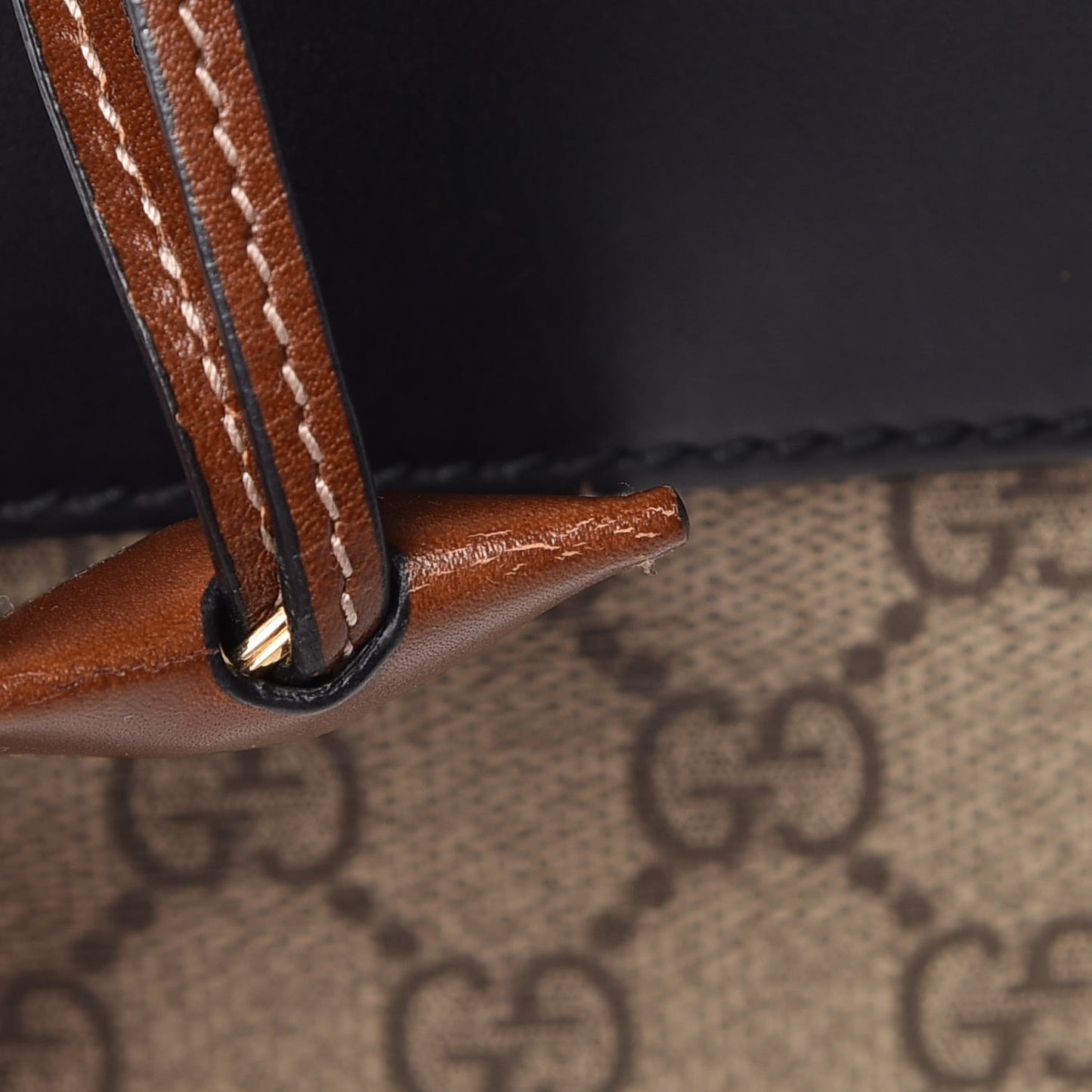 GG Supreme Monogram Calfskin Medium Padlock Shoulder Bag Beige Black Cuir