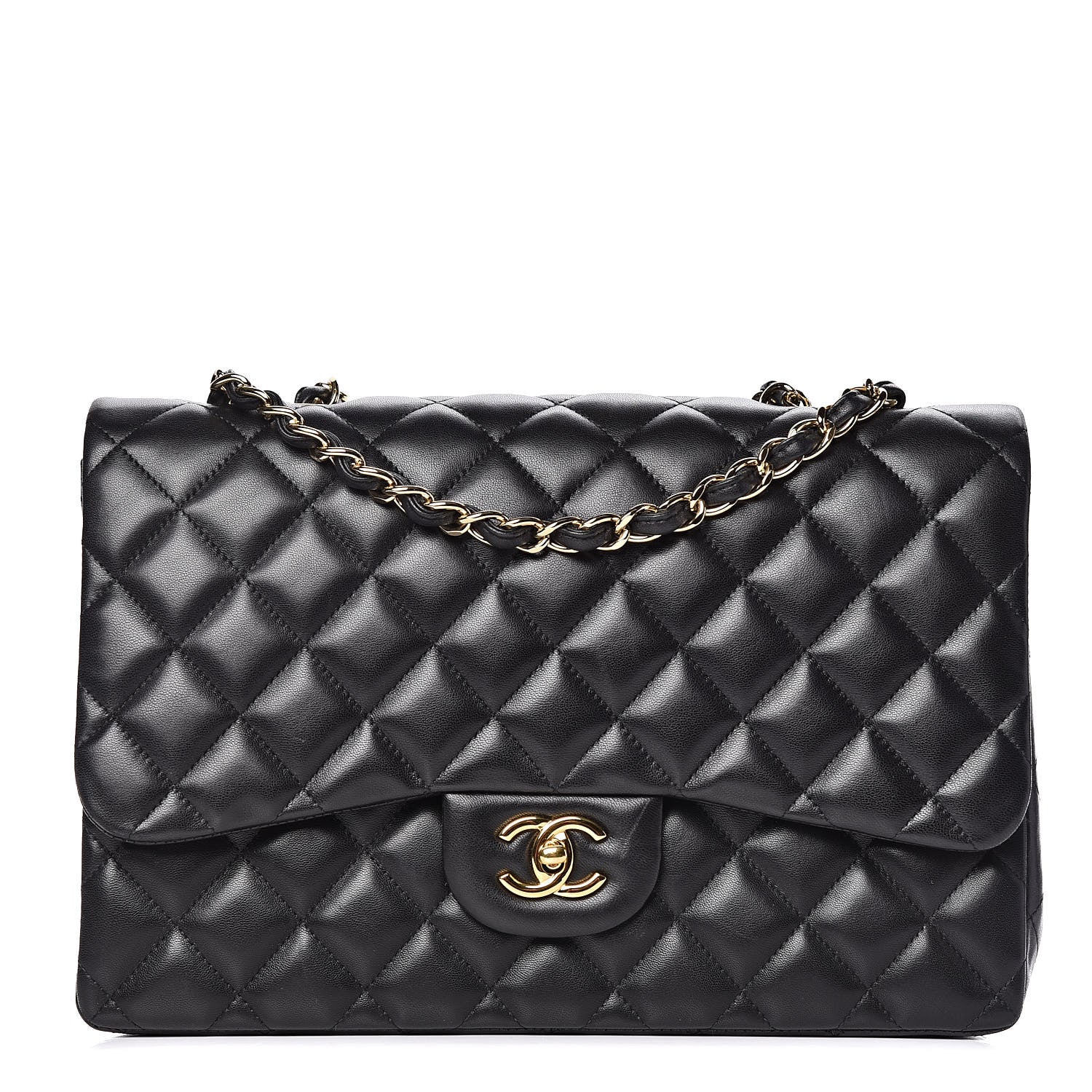 Chanel Lambskin Quilted Jumbo Single Flap Black 1 of 12