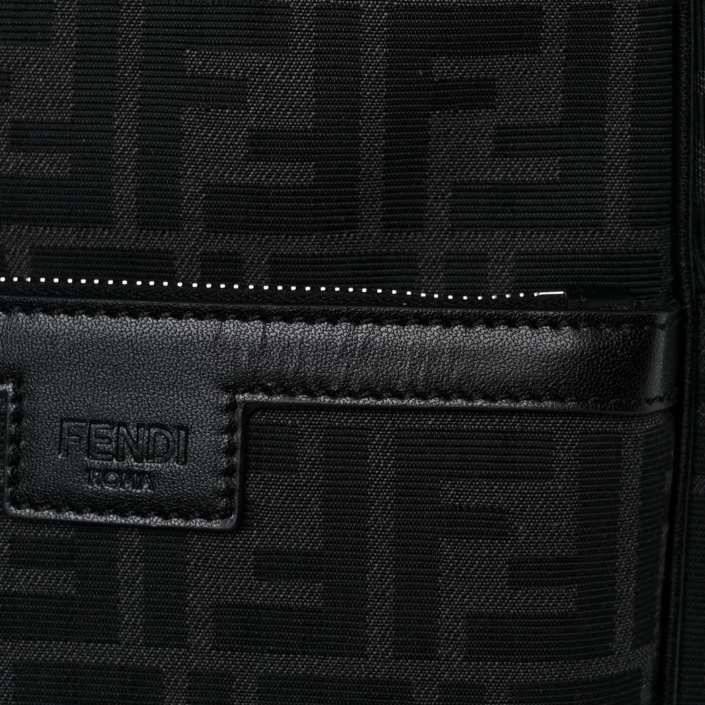 Recycled Fabric Jacquard Vitello Astro FF 1974 One-Shoulder Travel Backpack Asfalto Black