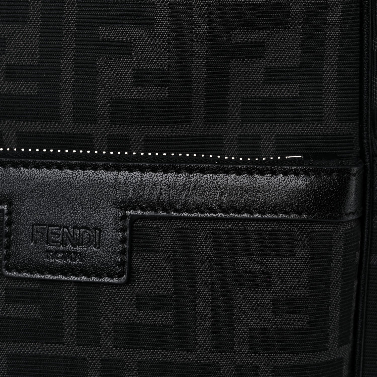 Fendi Recycled Fabric Jacquard Vitello Astro FF 1974 One-Shoulder Travel Backpack Asfalto Black 11 of 11
