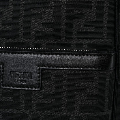 Fendi Recycled Fabric Jacquard Vitello Astro FF 1974 One-Shoulder Travel Backpack Asfalto Black 11 of 11