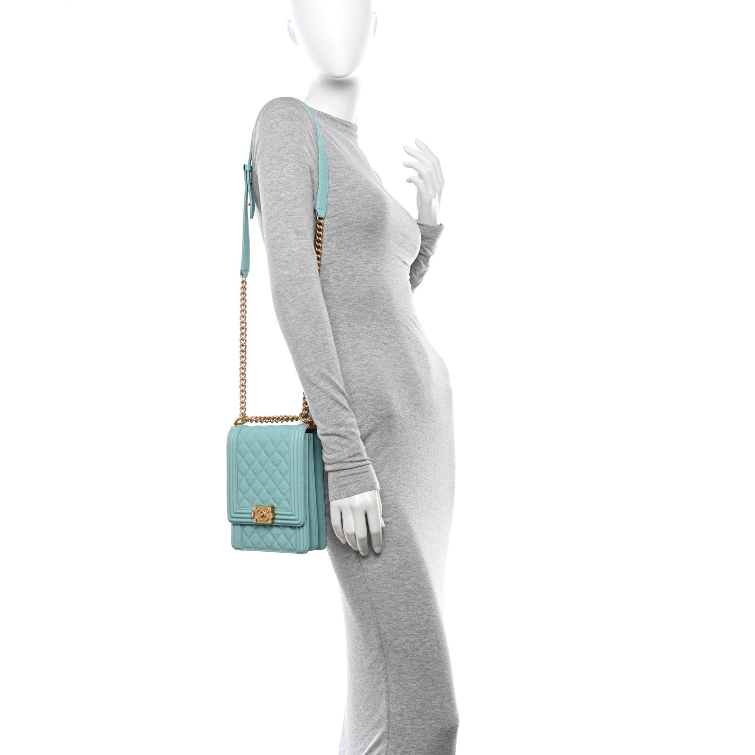 Chanel Caviar Quilted North South Boy Flap Light Blue 2 of 11