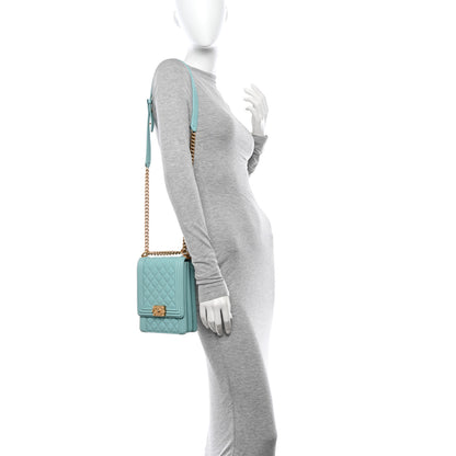 Chanel Caviar Quilted North South Boy Flap Light Blue 2 of 11