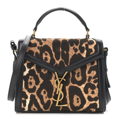 Saint Laurent Canvas Leopard Print Mini Classic Monogram Cassandra Top Handle Black 1 of 8