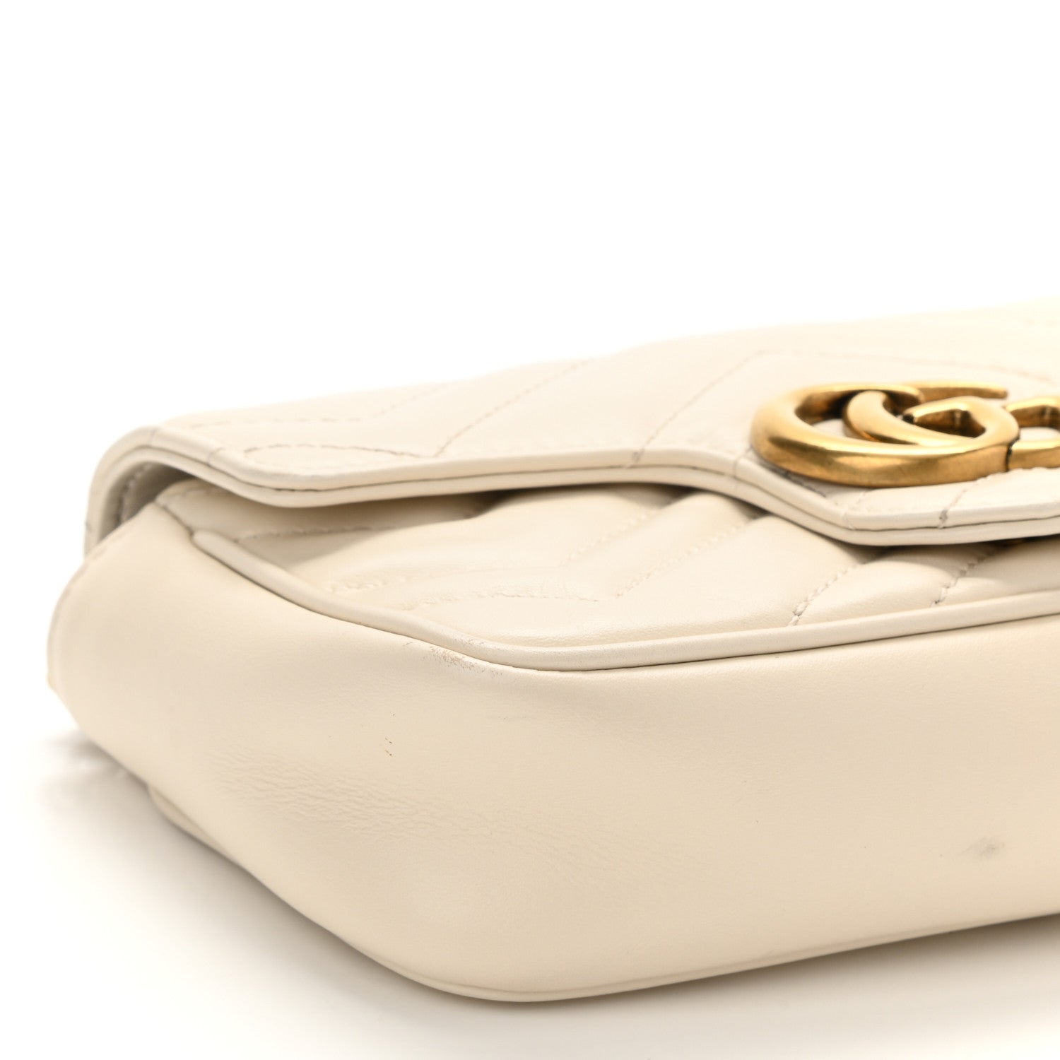 Gucci Calfskin Matelasse Super Mini GG Marmont Shoulder Bag White 9 of 10