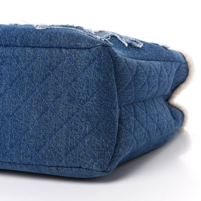 Chanel Denim Shearling Hieroglyph Coco Tote Blue 8 of 11