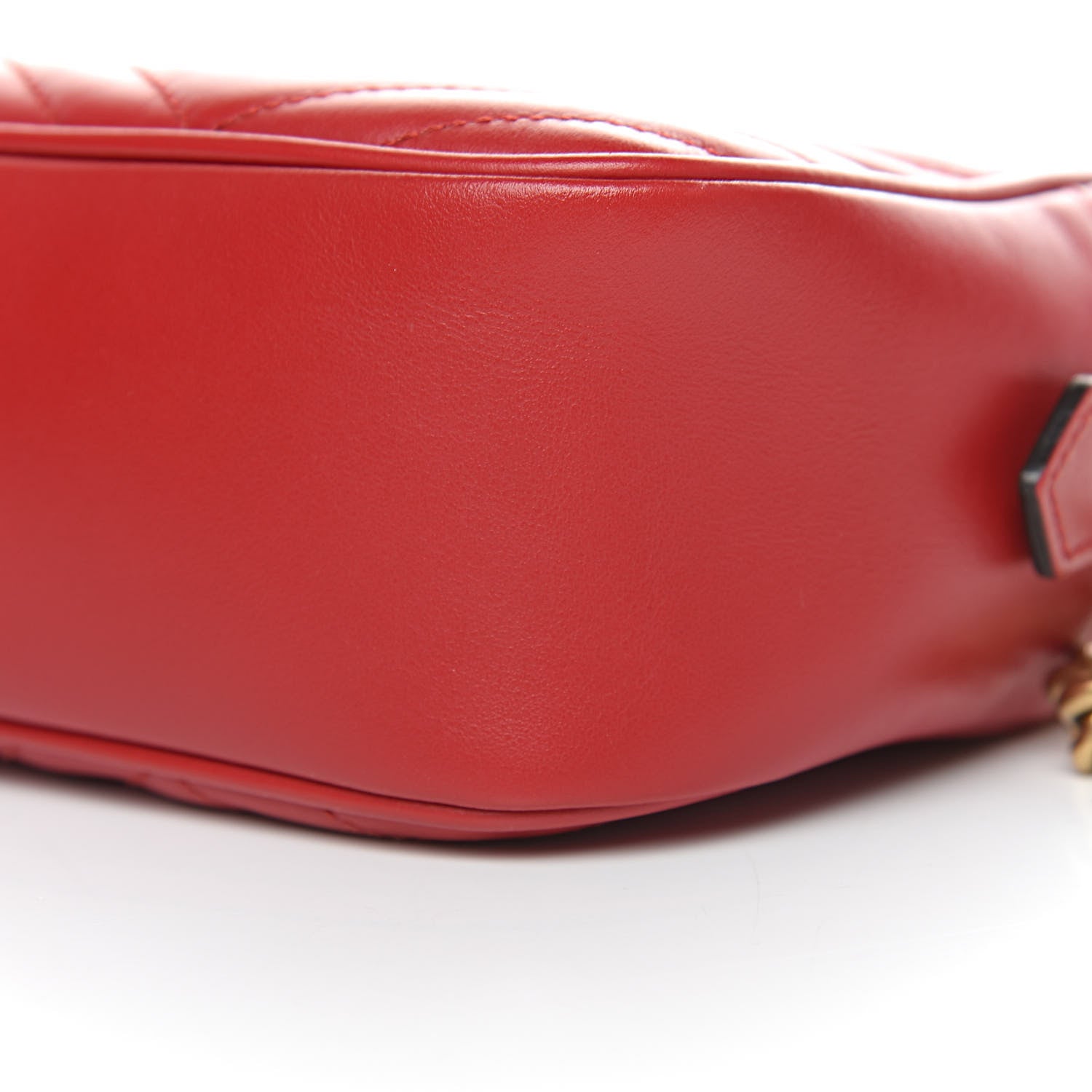 Gucci Calfskin Matelasse Small GG Marmont Chain Shoulder Bag Hibiscus Red 9 of 10