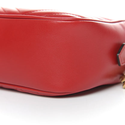 Gucci Calfskin Matelasse Small GG Marmont Chain Shoulder Bag Hibiscus Red 9 of 10