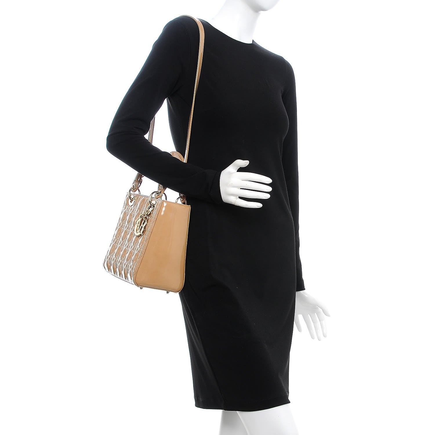 Christian Dior Patent Cannage Medium Lady Dior Beige 2 of 9