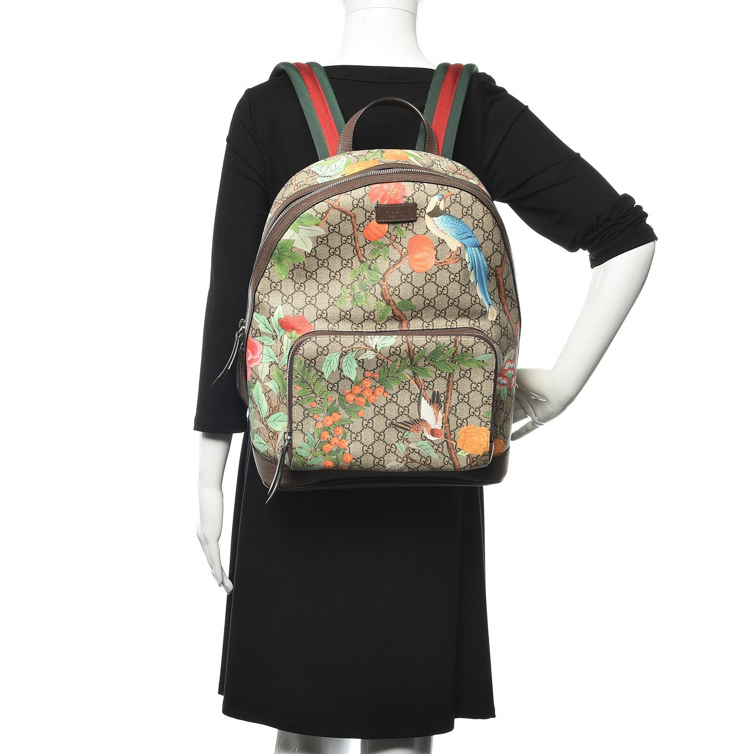 Gucci GG Supreme Monogram Tian Web Small Day Backpack Beige Multicolor New Acero 2 of 16