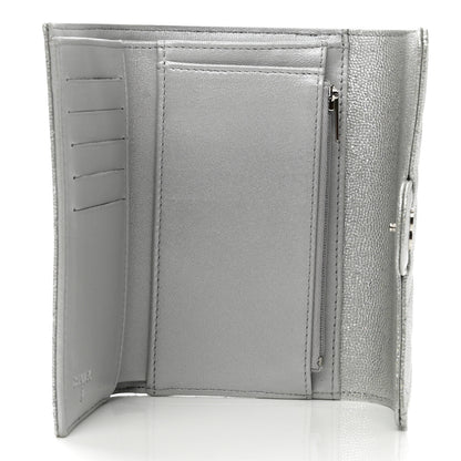 Chanel Glittered Metallic Caviar Quilted Medium Flap Wallet Silver 5 of 9