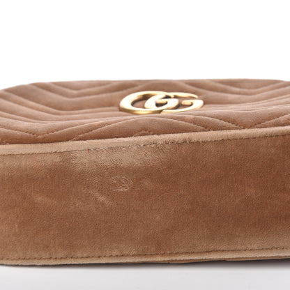 Gucci Velvet Matelasse Small GG Marmont Chain Shoulder Bag Taupe 9 of 15