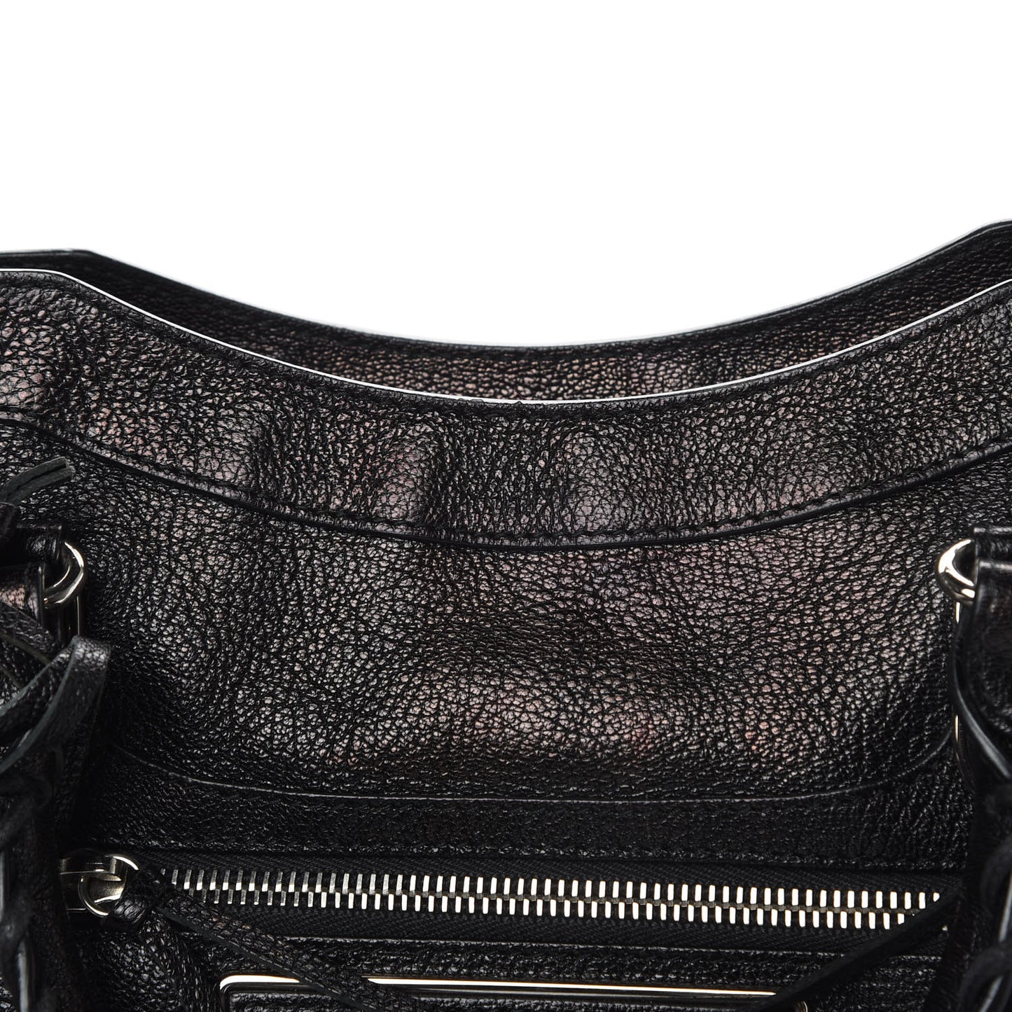 Chevre Silver Metallic Edge Hardware City Black