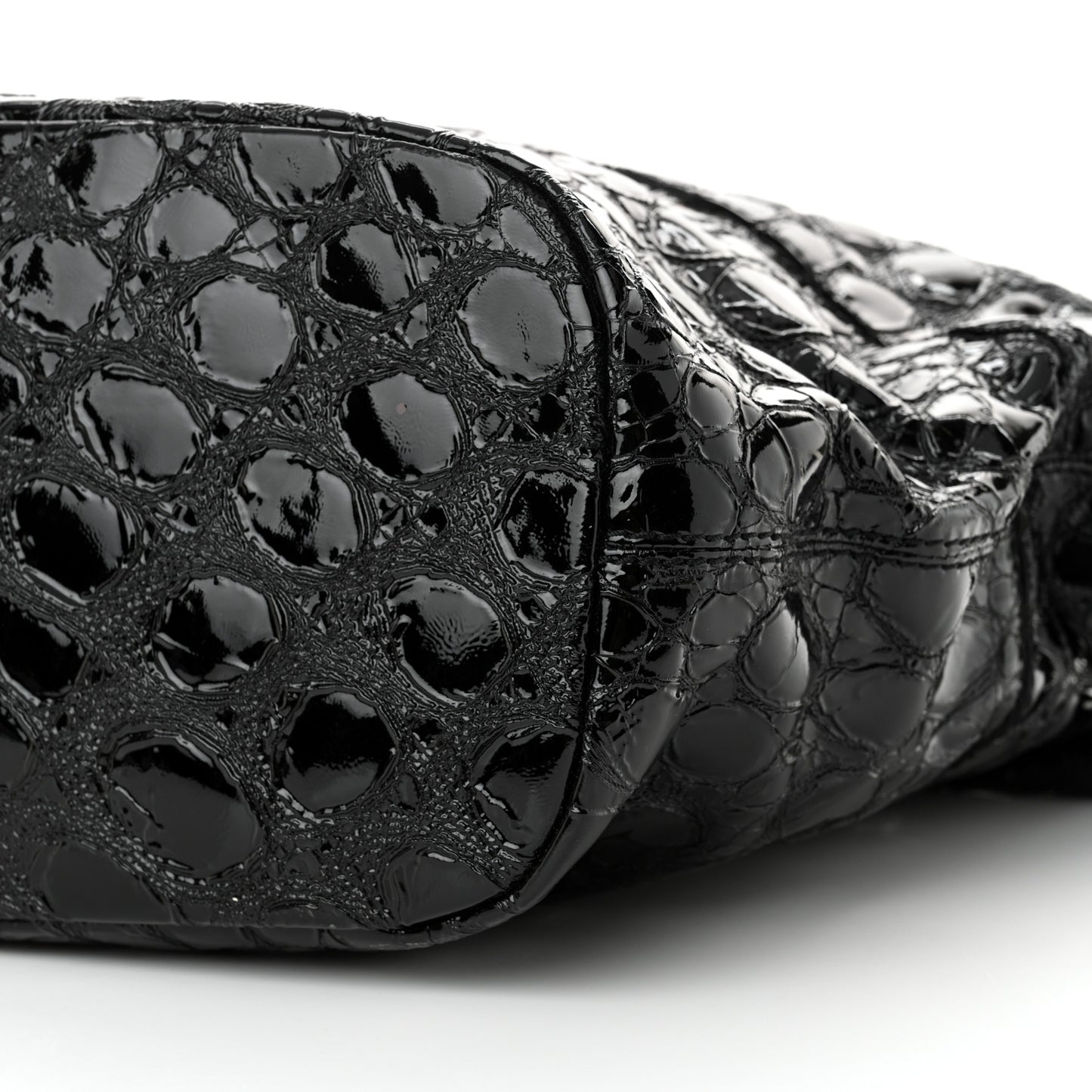 Patent Crocodile Embossed Large Nightingale Black