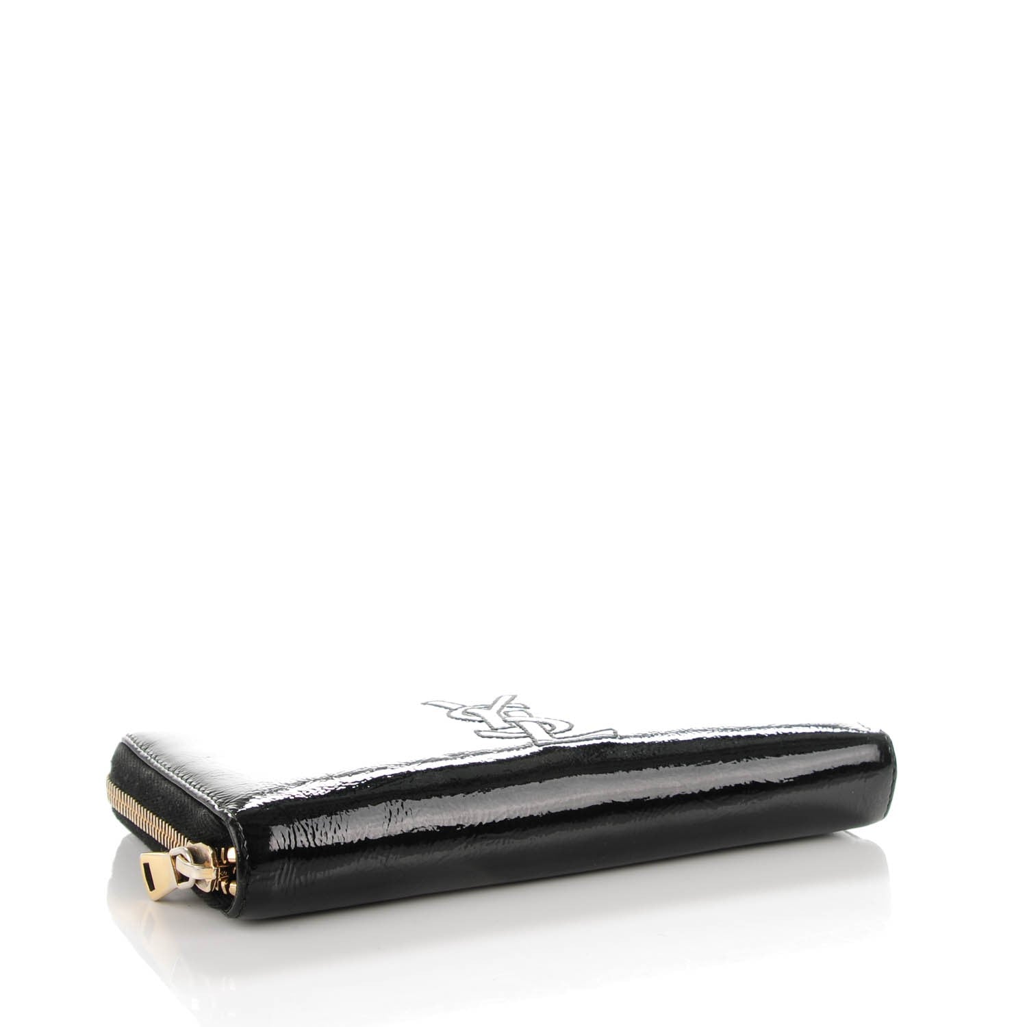 Saint Laurent Textured Patent Monogram Belle De Jour Zip Around Wallet Black 4 of 7