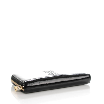 Saint Laurent Textured Patent Monogram Belle De Jour Zip Around Wallet Black 4 of 7